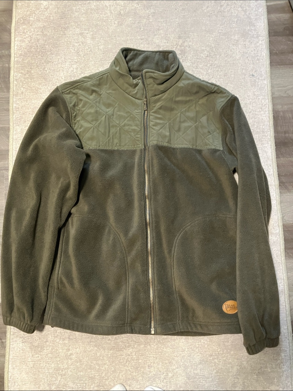 Bear Creek Medium Men's Olive Green Full-Zip Fleece Jacket
